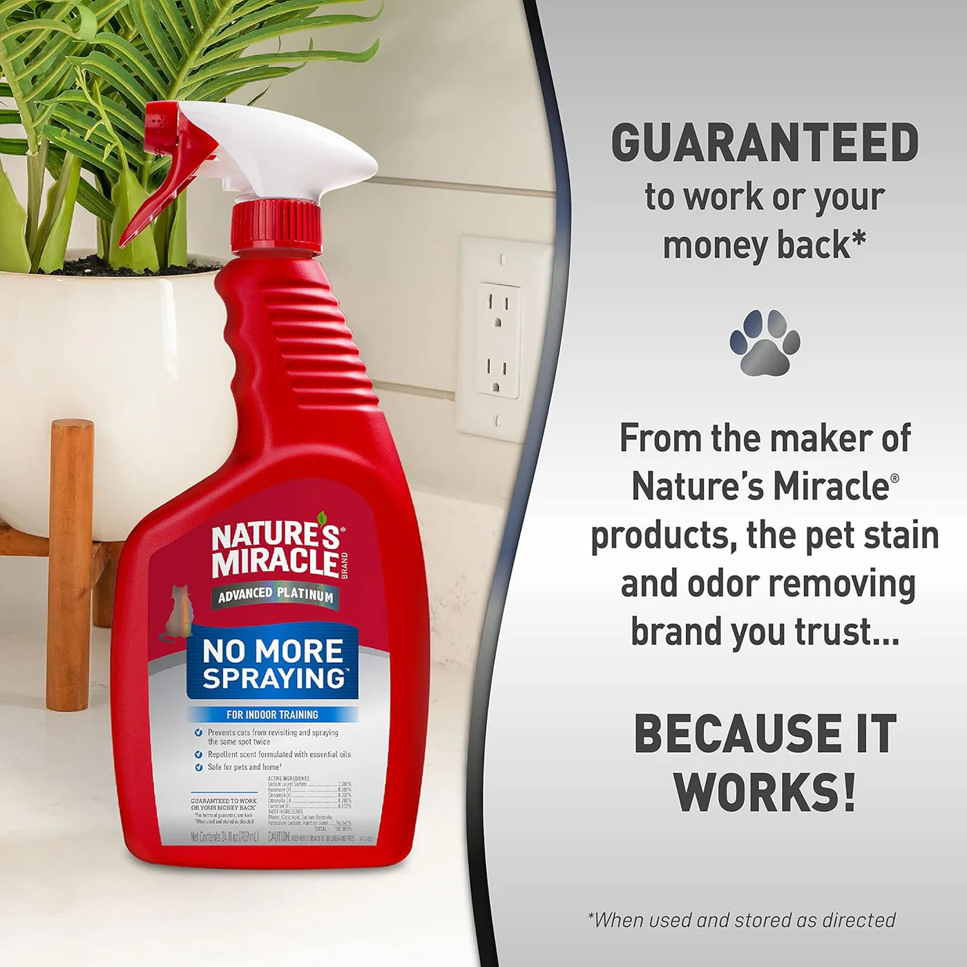 Nature's Miracle Advanced Cat No More Spraying Stain and Odor Remover Spray with Repellent