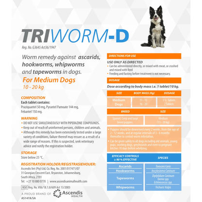 Triworm-D Dewormer Dog