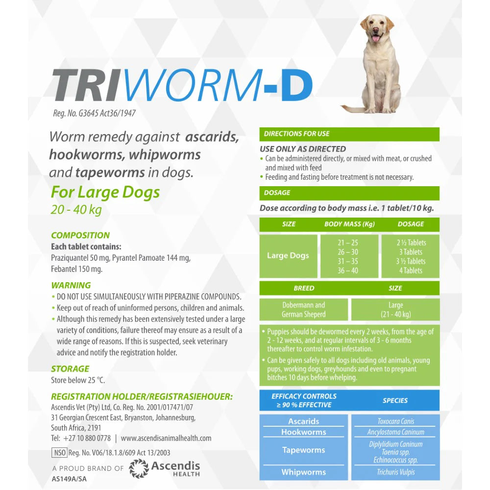 Triworm-D Dewormer Dog