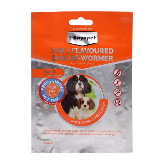 Bayopet 3 in 1 Dewormer Dog Flavoured Tabs 2x1