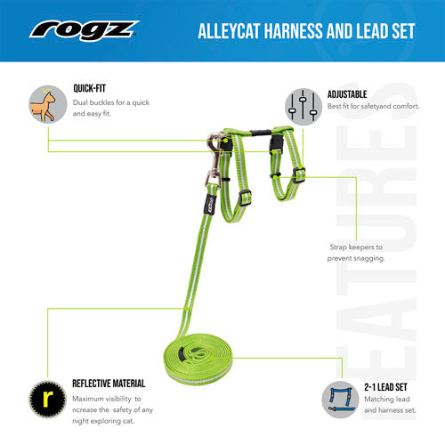 Rogz Alley Cat Classic Harness & Lead Set