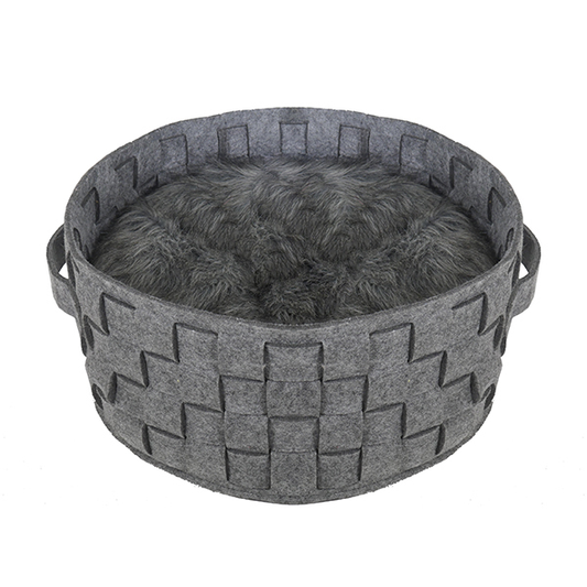 Rosewood Silver Felt & Fur Plaited Bed