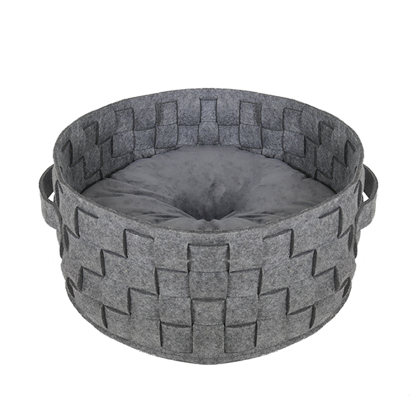 Rosewood Silver Felt & Fur Plaited Bed