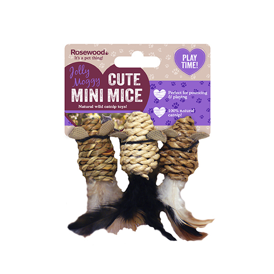 Rosewood Natural Wild Catnip Mini Mice 3Pc