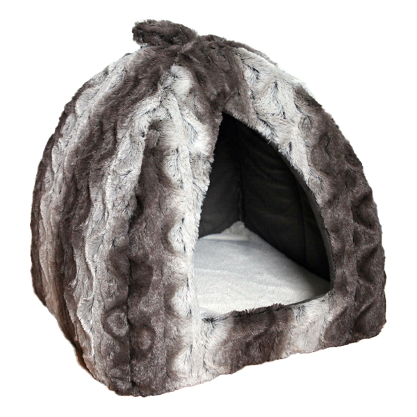 Rosewood Grey & Cream Snuggle Plush Cat Bed