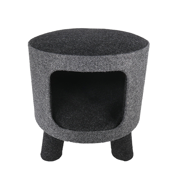 Rosewood Charcoal Felt Cat Stool