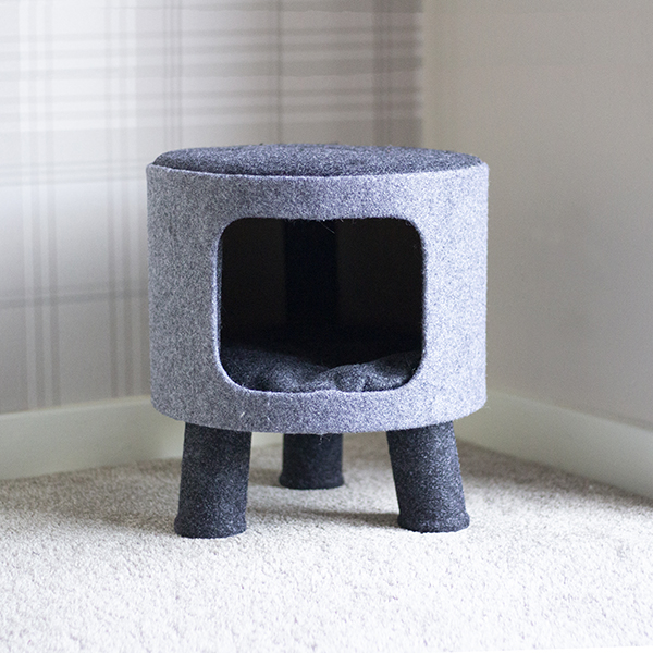 Rosewood Charcoal Felt Cat Stool