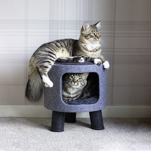 Rosewood Charcoal Felt Cat Stool