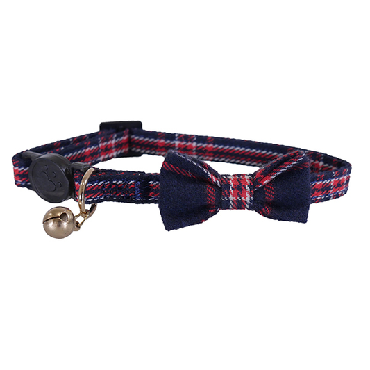 Rosewood Designer Navy and Red Tartan Cat Collar