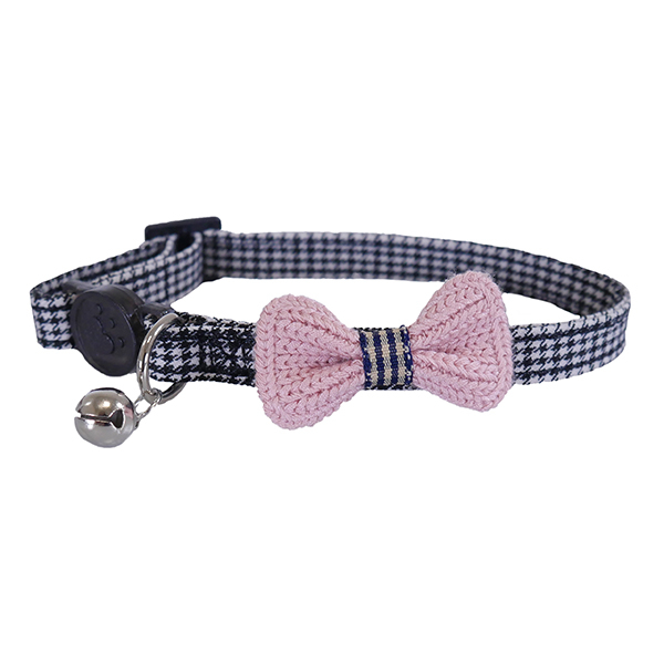 Rosewood Designer Pink Bow Dogtooth Cat Collar