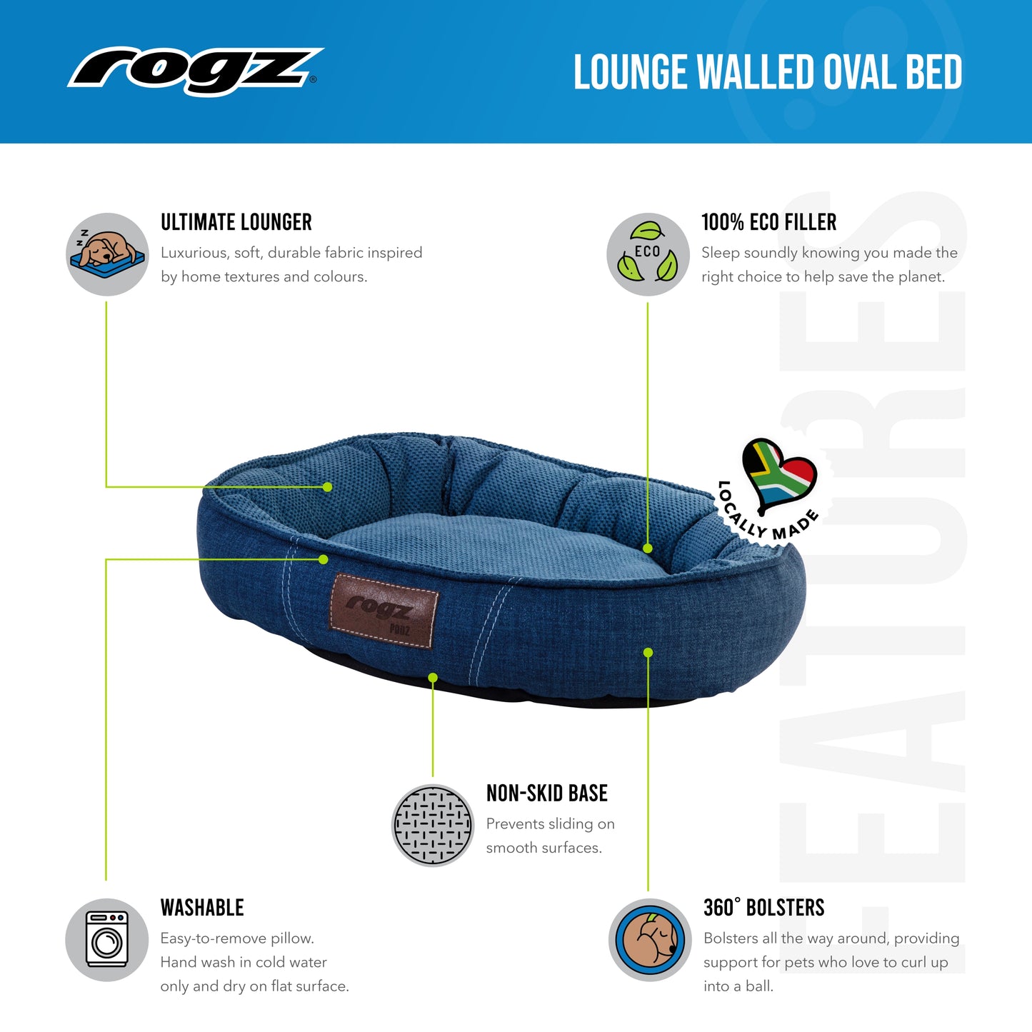 Rogz Lounge Walled Oval Bed