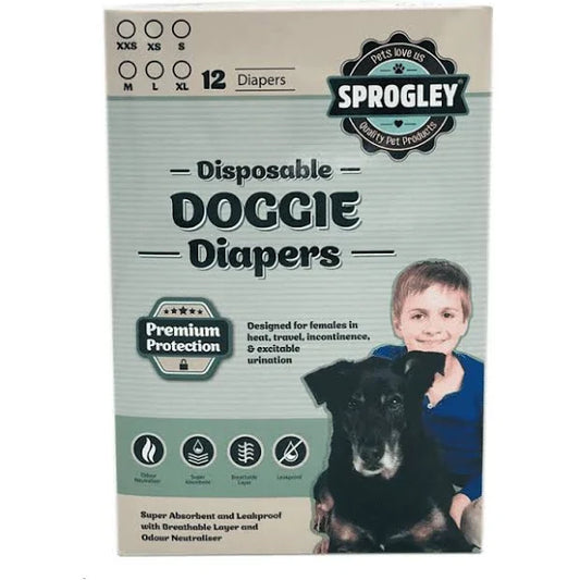 Sprogley Disposable Dog Diapers Pack of 12